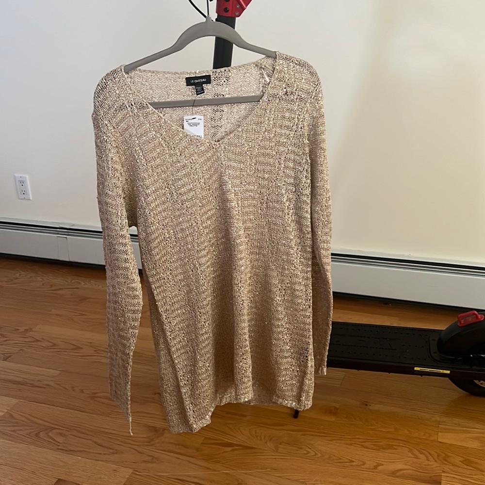 Knitted long sparkly sweater
